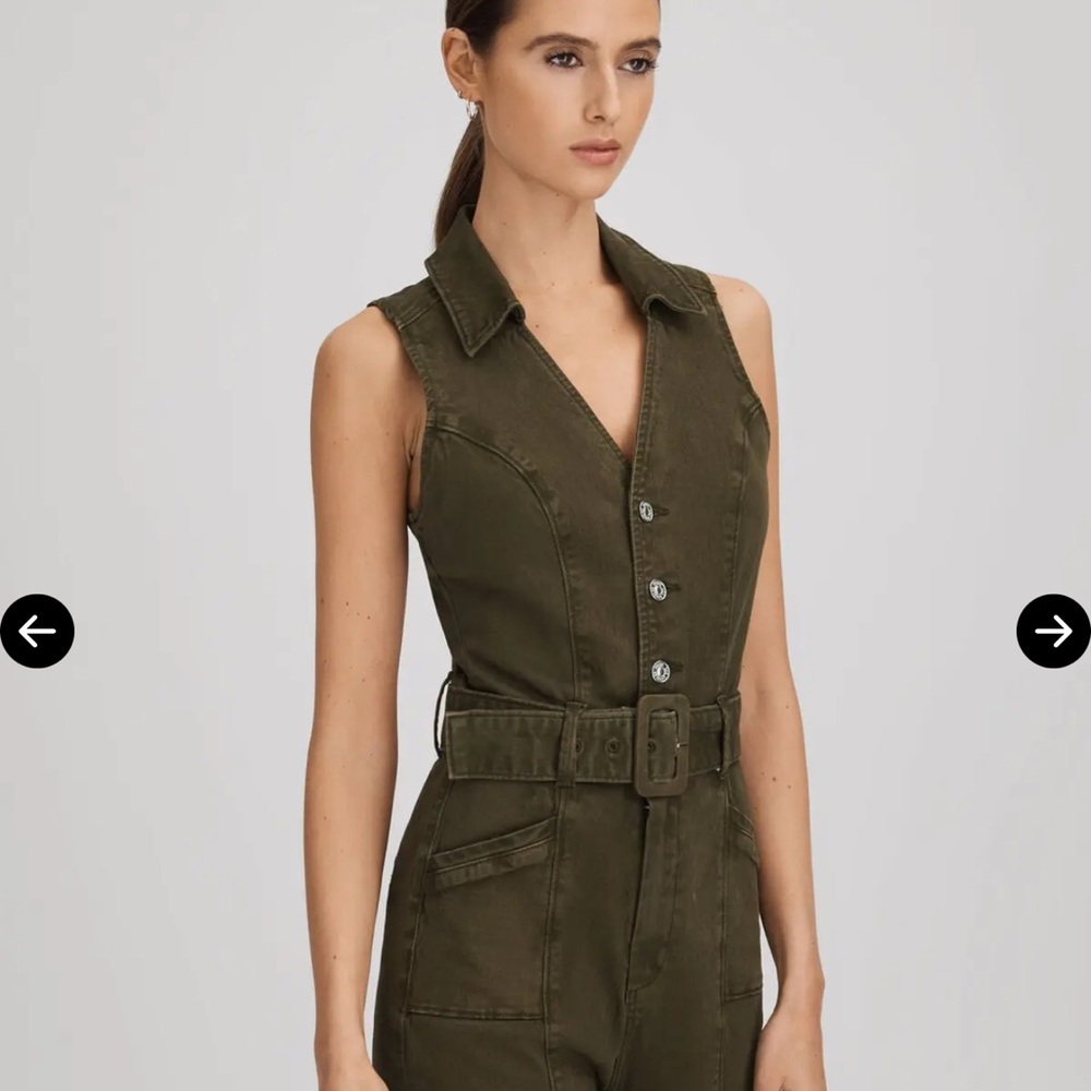 PAIGE Dark Olive Belted Jumpsuit